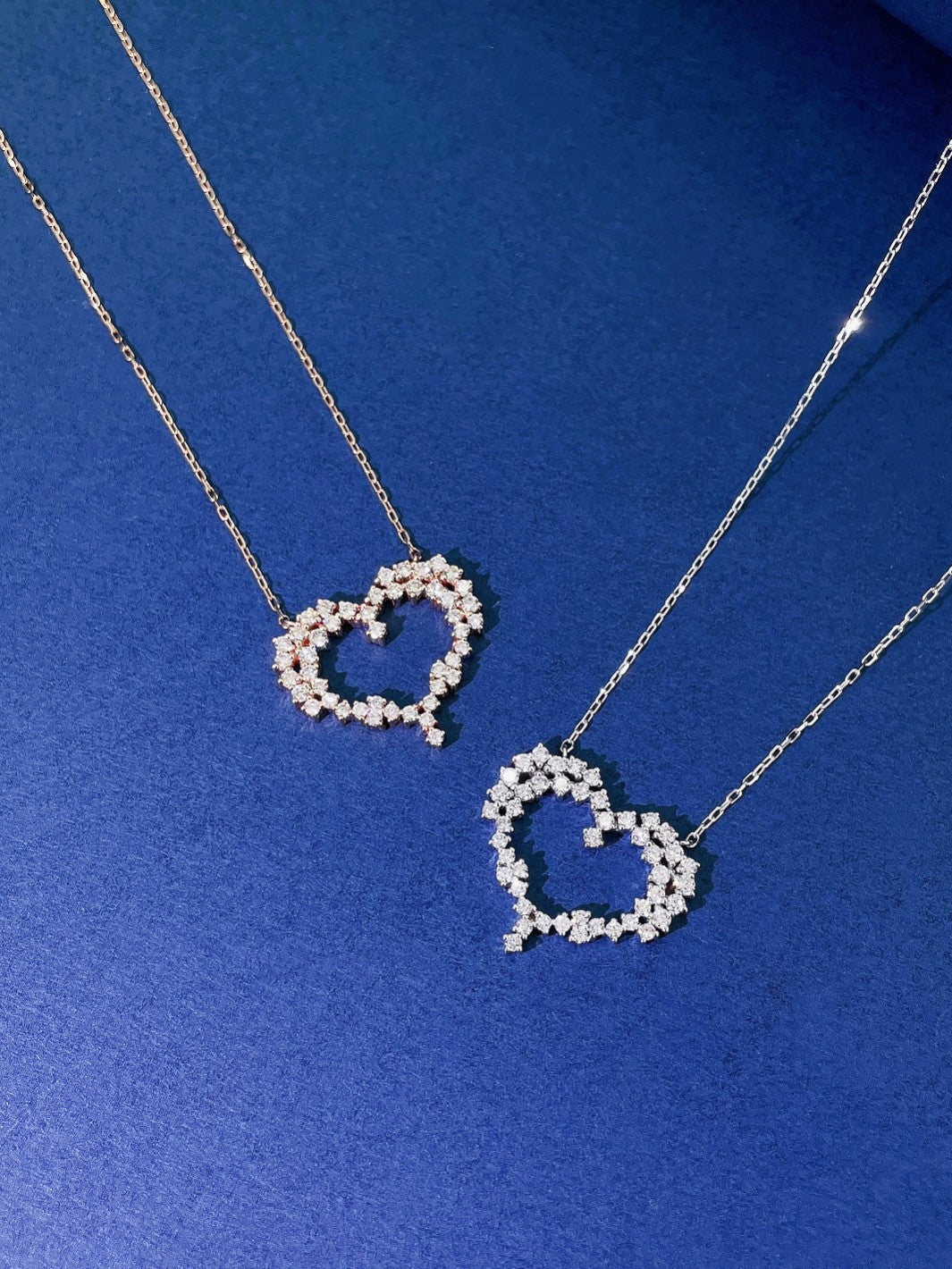 18K Heart-shaped Starry Sky Pendant Jewelry - White Diamond Necklace