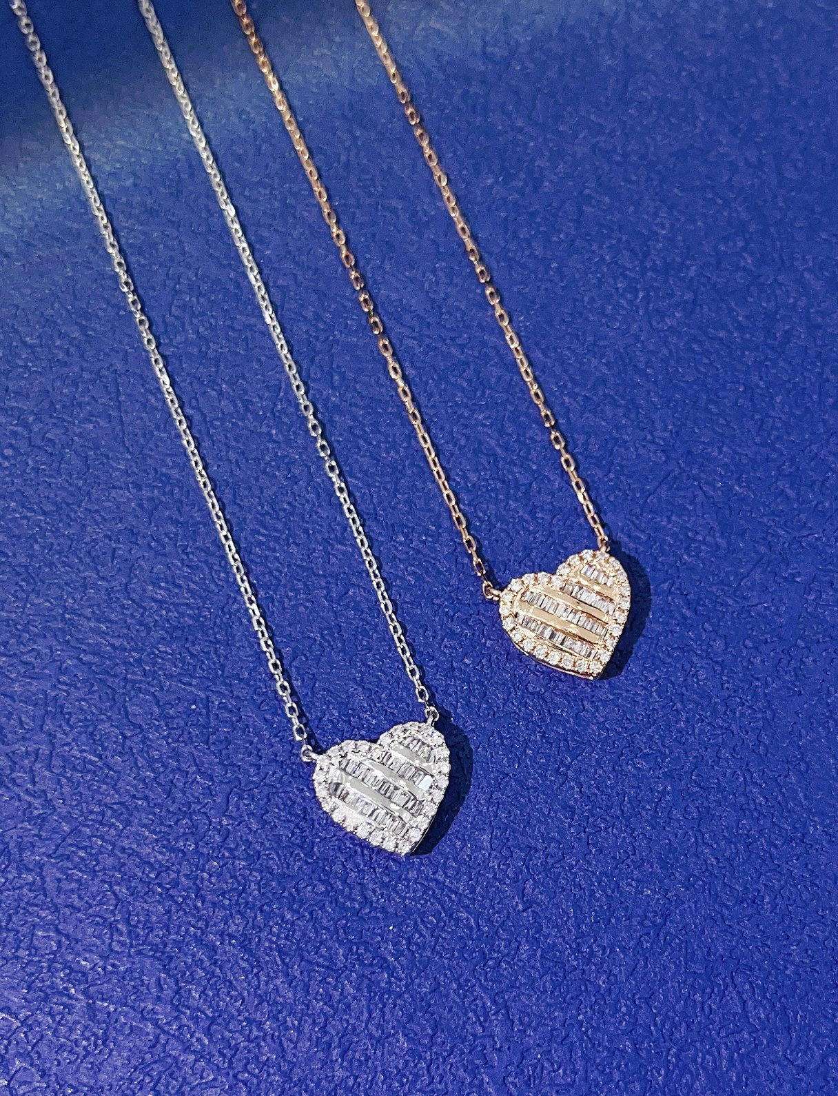 18K Heart-Shaped Trapezoid Pendant Necklace in Jewelry Collection - White Diamond Necklace