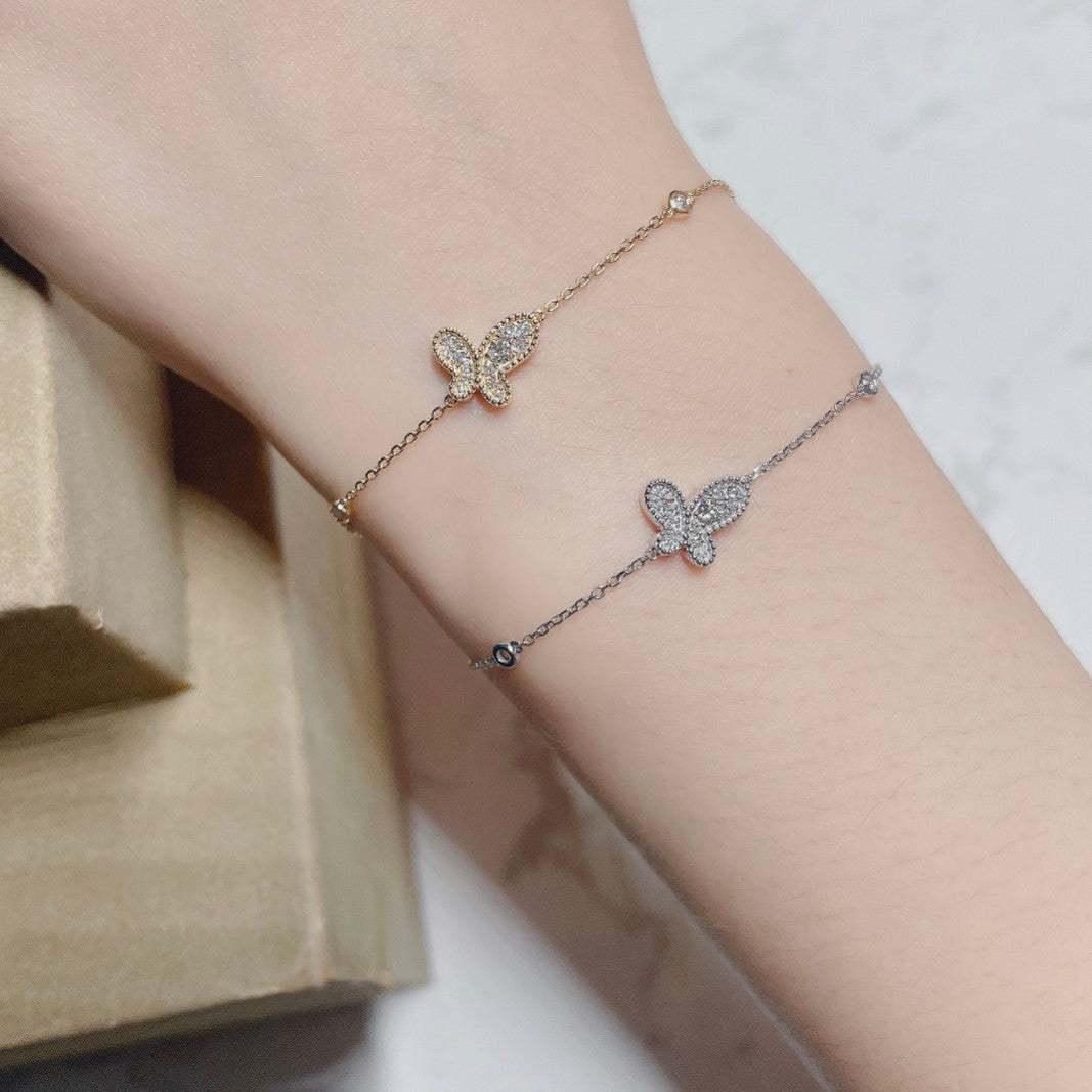 18K Irregular Butterfly Bracelet – Enchanting Jewelry Piece - White Diamond Bracelet