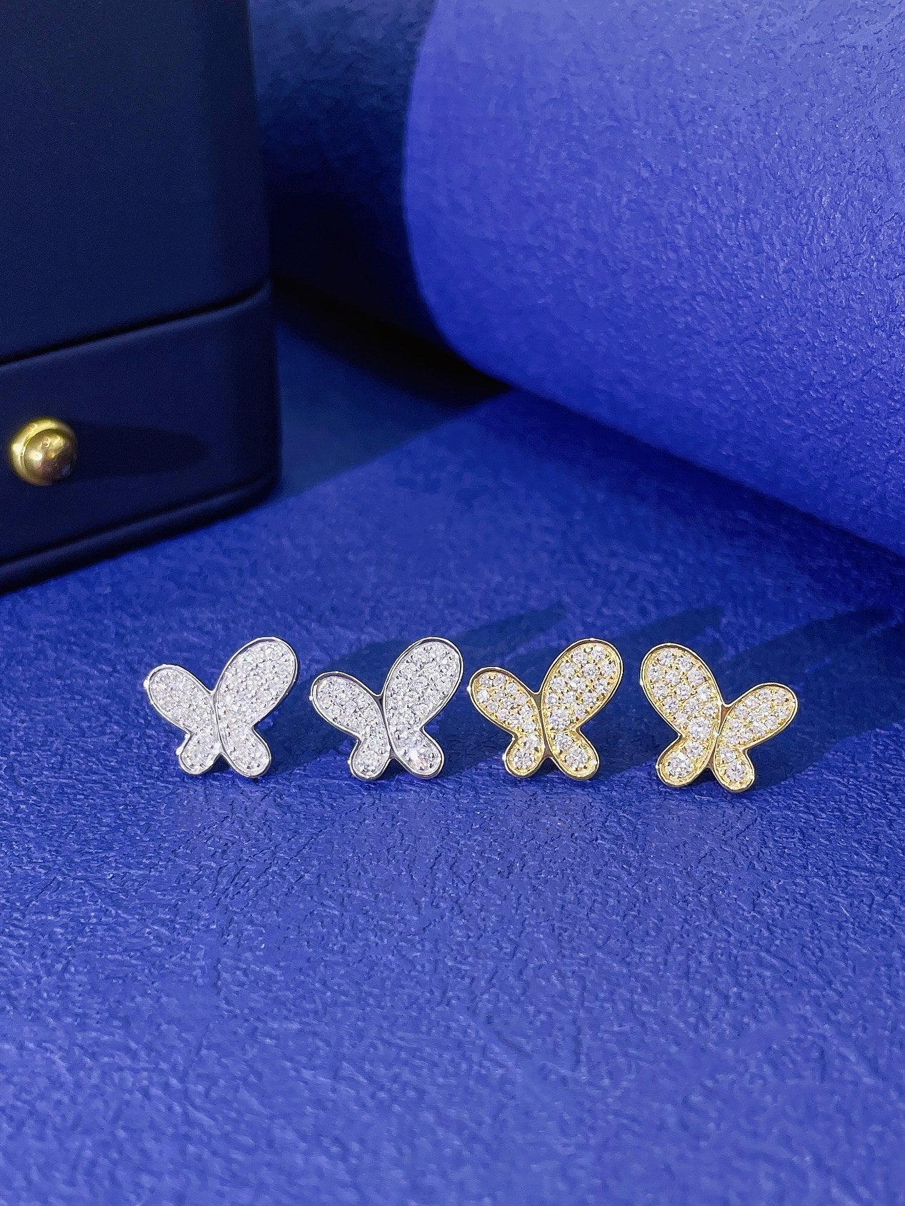 18K Irregular Butterfly Earrings with Diamond Accent - Jeweler.Jewelry