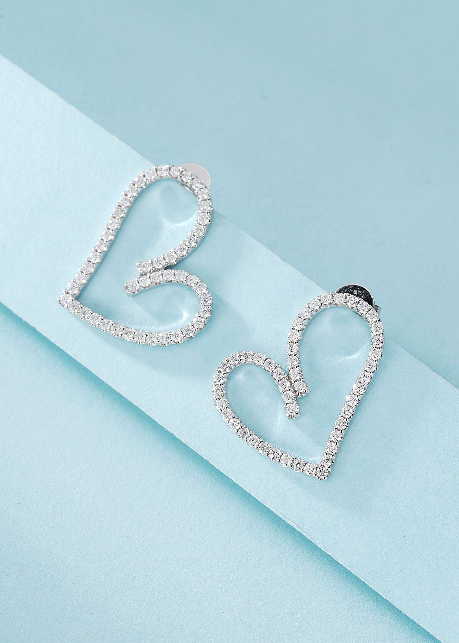 18K Irregular Heart-shaped Diamond Earrings - ED101 - Jeweler.Jewelry