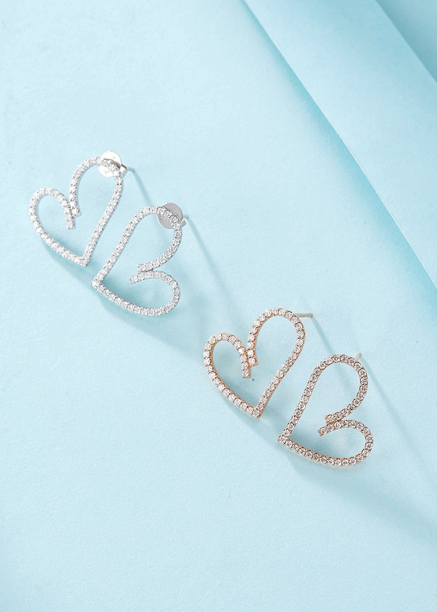 18K Irregular Heart-shaped Diamond Earrings - ED101 - Jeweler.Jewelry