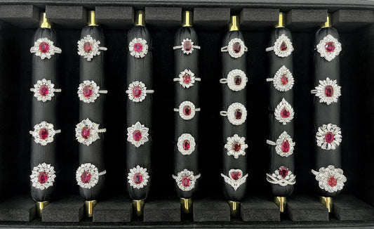 18K One-Carat Unheated Pigeon’s Blood Red Ruby Ring Collection with AIGS Certificate - Red Treasure Ring