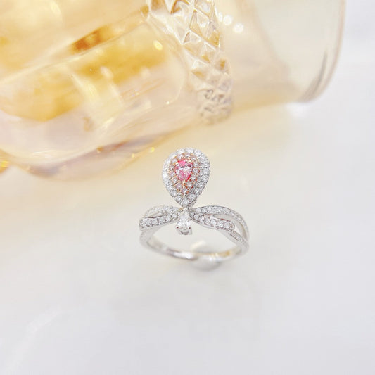 18K Pink Diamond Chaumet Bowknot Ring - Elegant Jewelry Choice - Pink Diamond Ring