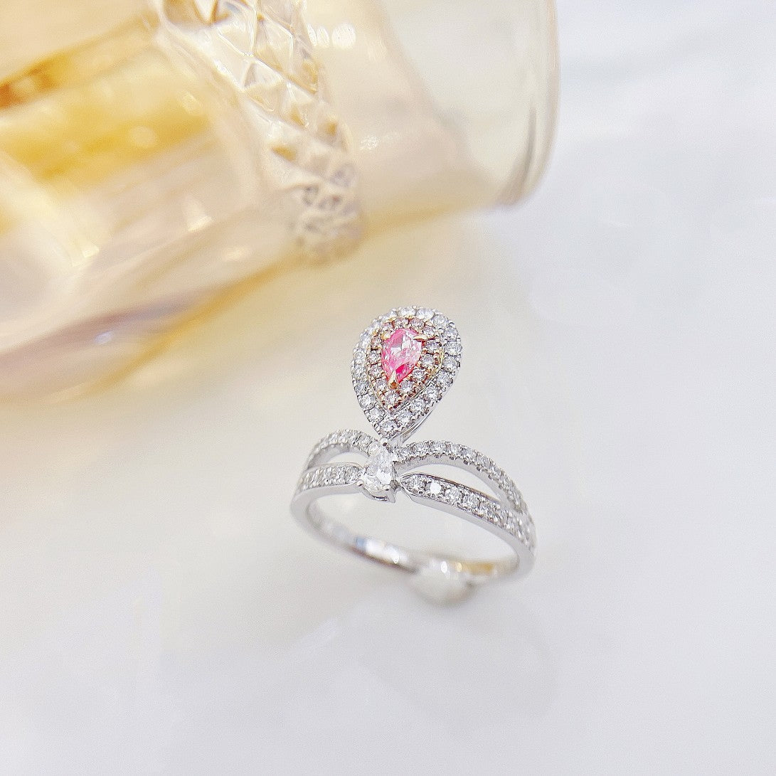 18K Pink Diamond Chaumet Crown Ring - Luxurious Jewelry Piece - Pink Diamond Ring