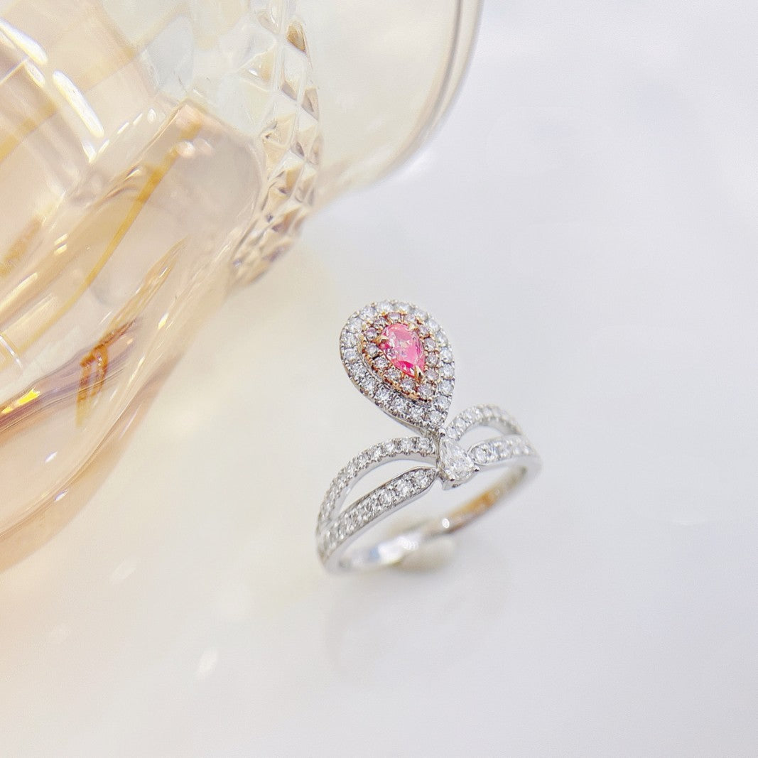 18K Pink Diamond Chaumet Crown Ring - Luxurious Jewelry Piece - Pink Diamond Ring