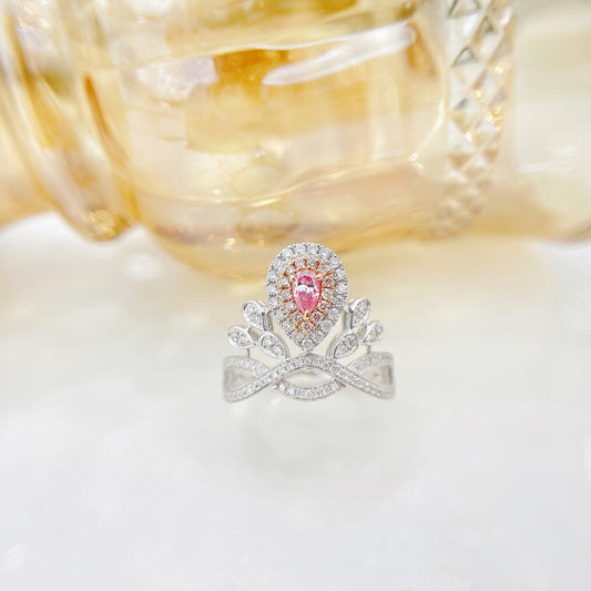 18K Pink Diamond Chaumet-Style Waterdrop Ring | Premium Jewelry - Pink Diamond Ring