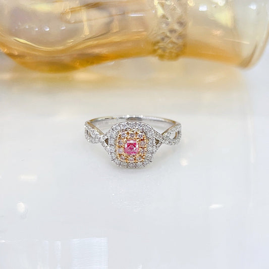 18K Pink Diamond Cushion Cross Ring - Luxury Jewelry - Pink Diamond Ring