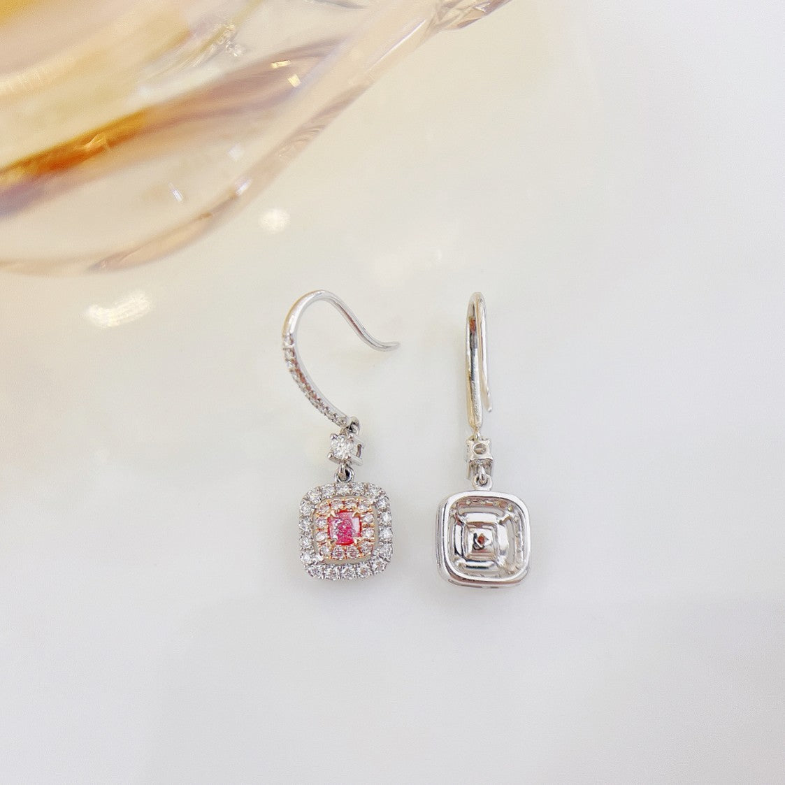 18K Pink Diamond Cushion-Cut Ear Clips – ED017-F - Jeweler.Jewelry