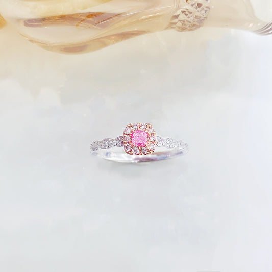 18K Pink Diamond Cushion-Cut Twist Ring - Luxury Jewelry - Pink Diamond Ring