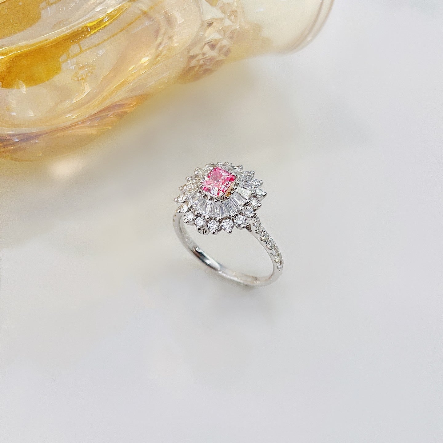 18K Pink Diamond Cushion-Cut Two-Way Wearable Jewelry - Pink Diamond Ring