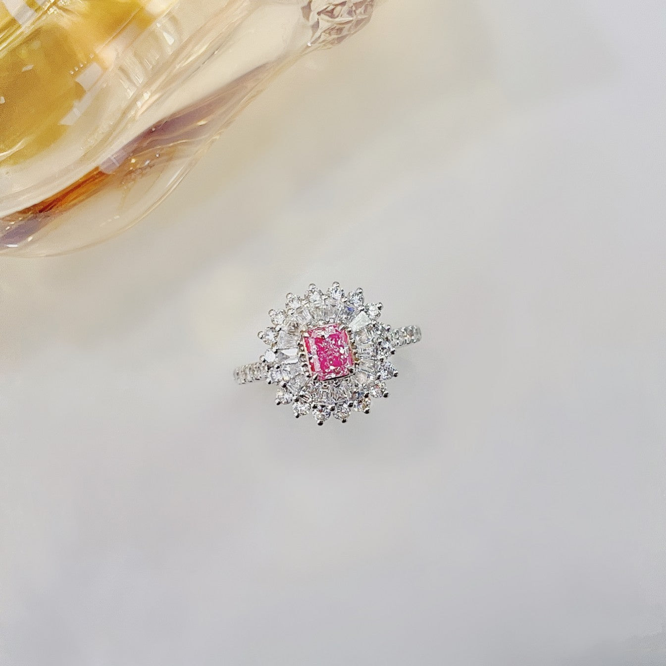 18K Pink Diamond Cushion-Cut Two-Way Wearable Jewelry - Pink Diamond Ring