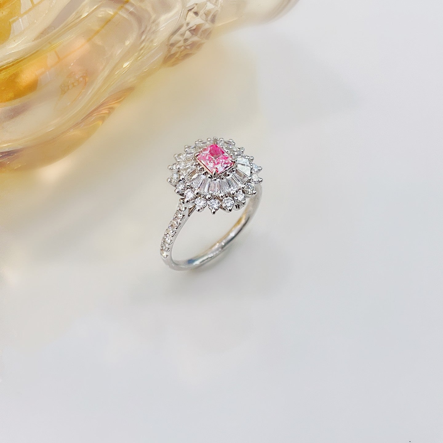 18K Pink Diamond Cushion-Cut Two-Way Wearable Jewelry - Pink Diamond Ring