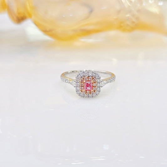 18K Pink Diamond Cushion Double Teardrop Ring - Exquisite Jewelry - Pink Diamond Ring