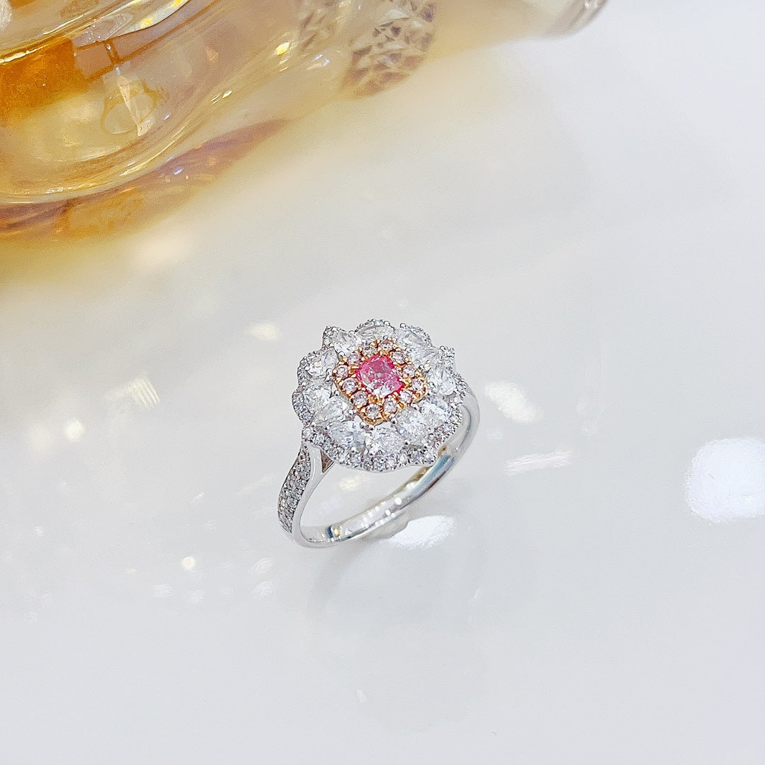 18K Pink Diamond Cushion Drop Ring | Luxury Jewelry - Pink Diamond Ring