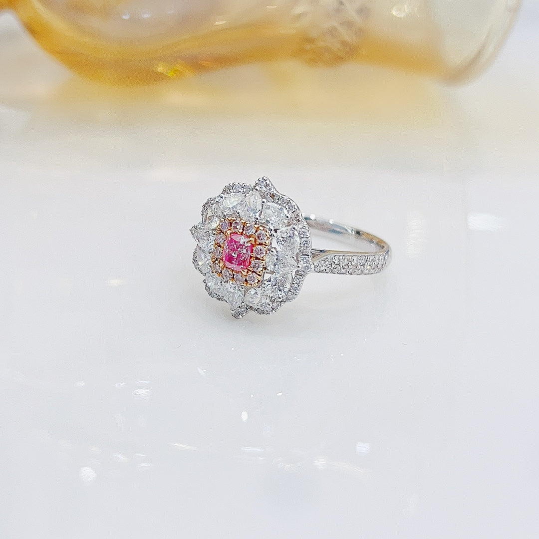 18K Pink Diamond Cushion Drop Ring | Luxury Jewelry - Pink Diamond Ring