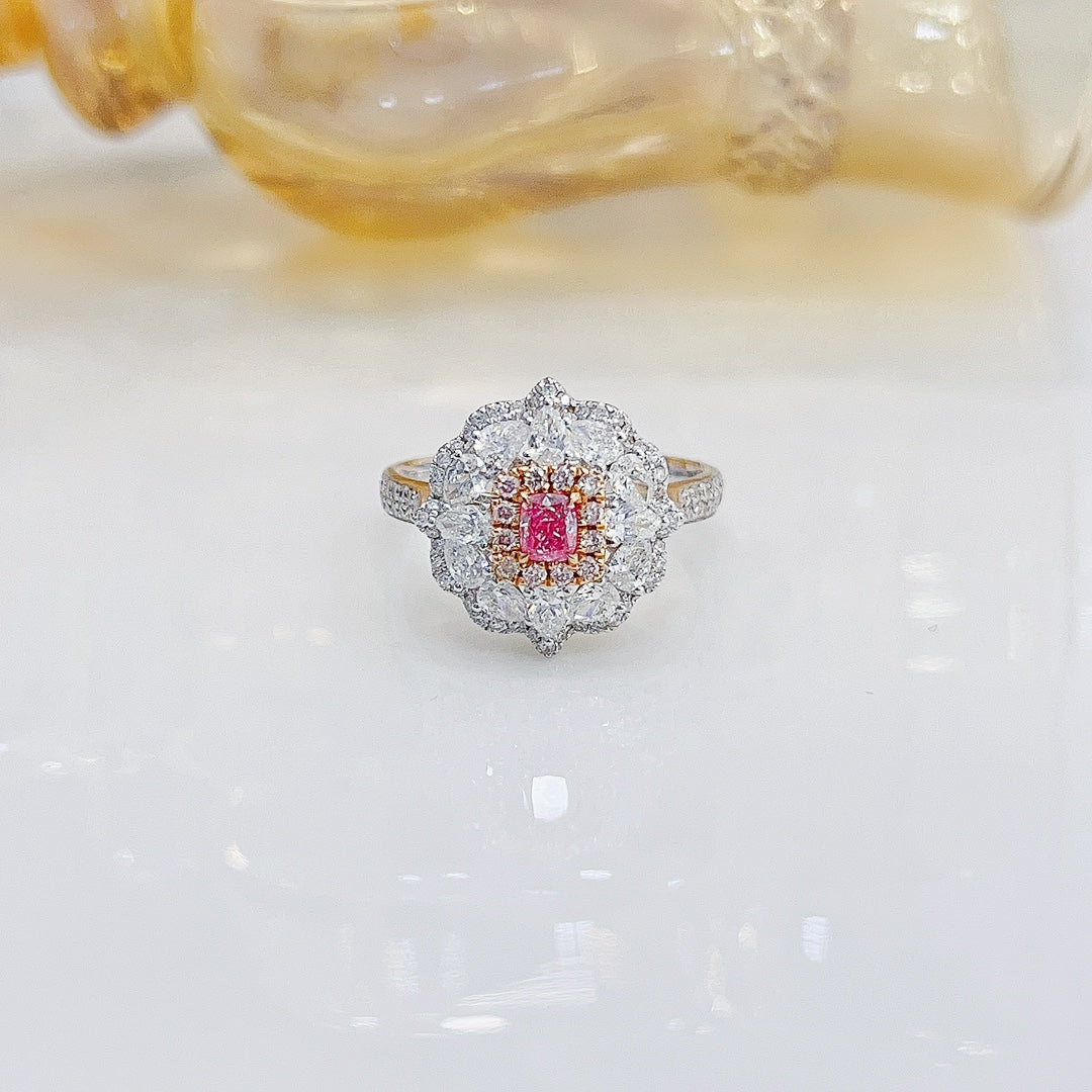 18K Pink Diamond Cushion Drop Ring | Luxury Jewelry - Pink Diamond Ring