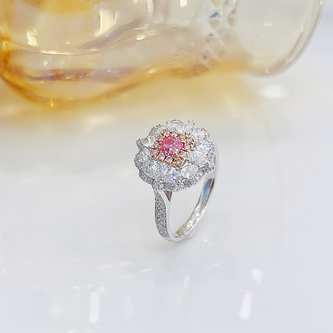 18K Pink Diamond Cushion Drop Ring | Luxury Jewelry - Pink Diamond Ring