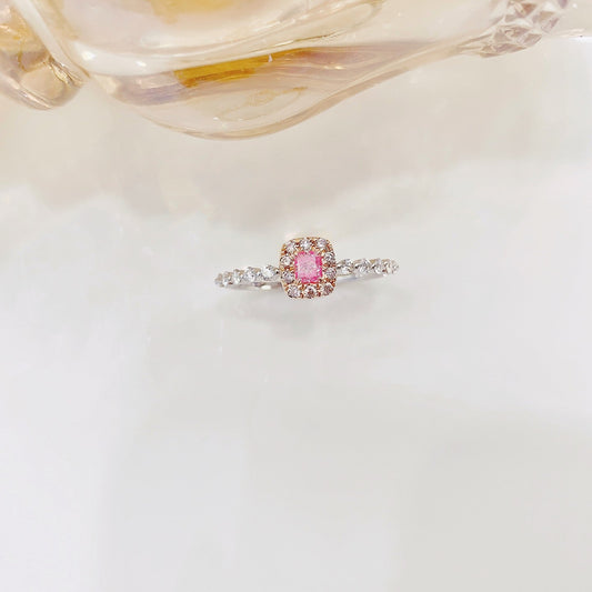 18K Pink Diamond Cushion Halo Ring - Exquisite Jewelry - Pink Diamond Ring