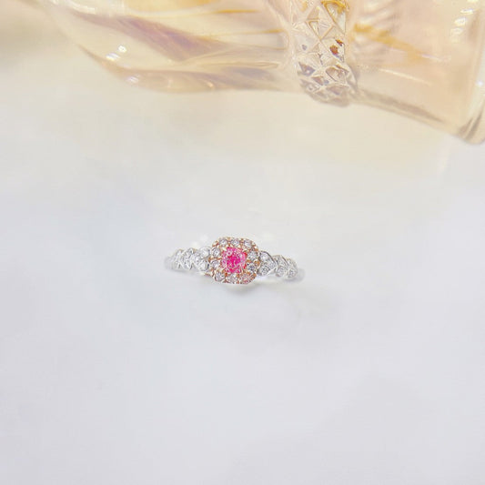 18K Pink Diamond Cushion Heart-Shaped Double-Arm Ring | Premium Jewelry - Pink Diamond Ring