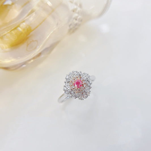 18K Pink Diamond Cushion Lace Shamrock Ring - Luxurious Jewelry - Pink Diamond Ring