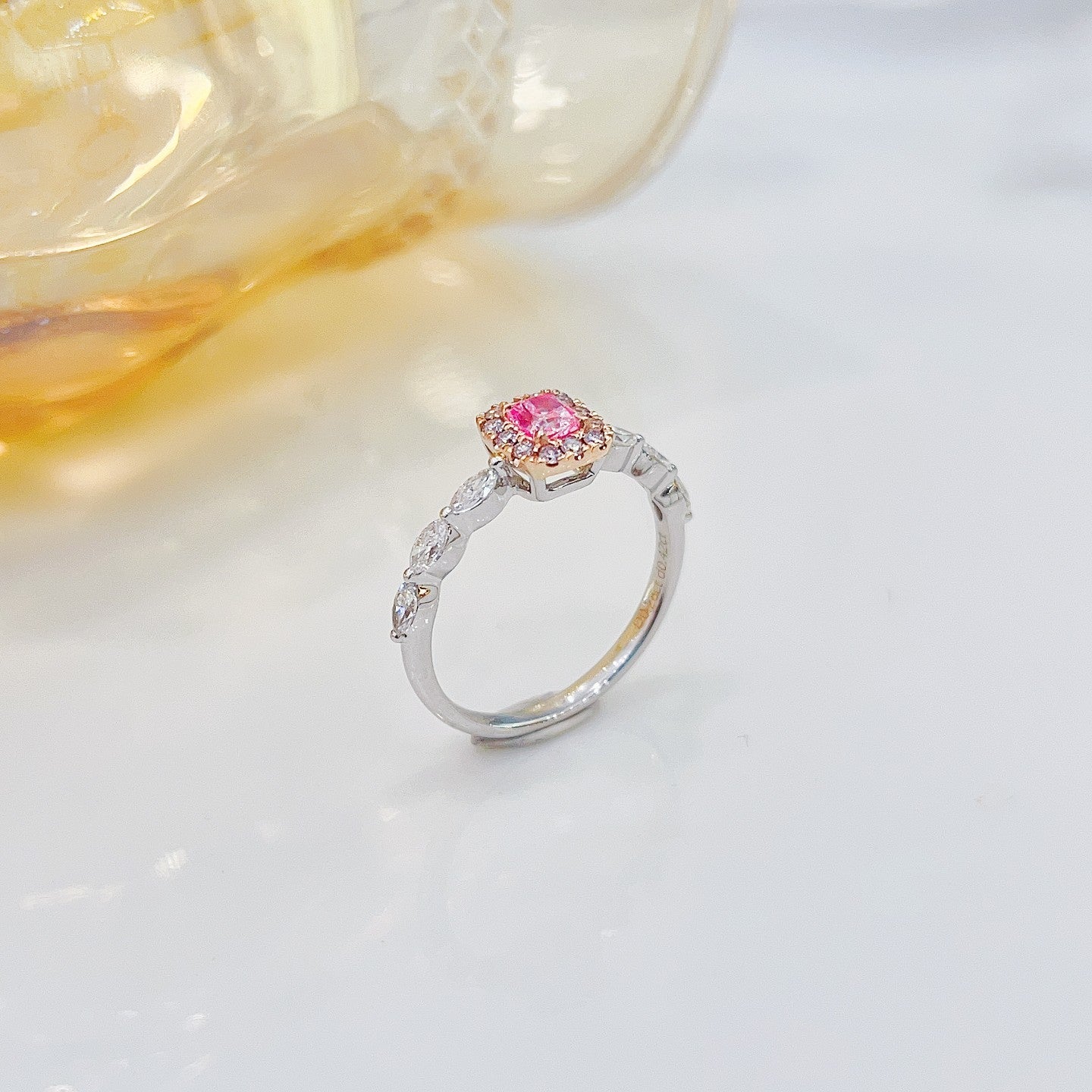 18K Pink Diamond Cushion Marquise Arm Ring - Luxury Jewelry - Pink Diamond Ring