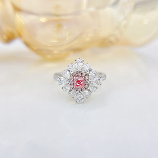 18K Pink Diamond Cushion Shape Two-Way Wearable Jewelry - Pink Diamond Ring