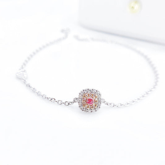 18K Pink Diamond Cushion-Shaped Double-Row Bracelet - Luxury Jewelry - Pink Diamond Bracelet