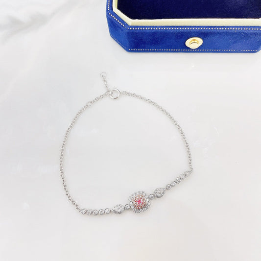 18K Pink Diamond Cushion-Shaped Interval Bubble Bracelet - Luxury Jewelry - Pink Diamond Bracelet