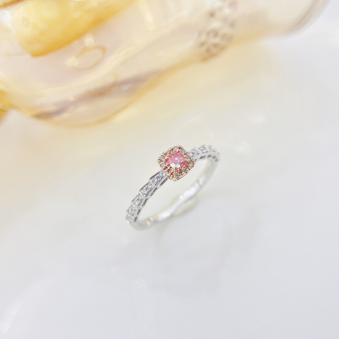 18K Pink Diamond Cushion Snake Arm Ring - Luxury Jewelry - Pink Diamond Ring