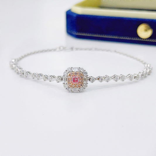 18K Pink Diamond Cushion Trapezoid and Sandglass Leak Design Bracelet - Exquisite Jewelry - Pink Diamond Bracelet