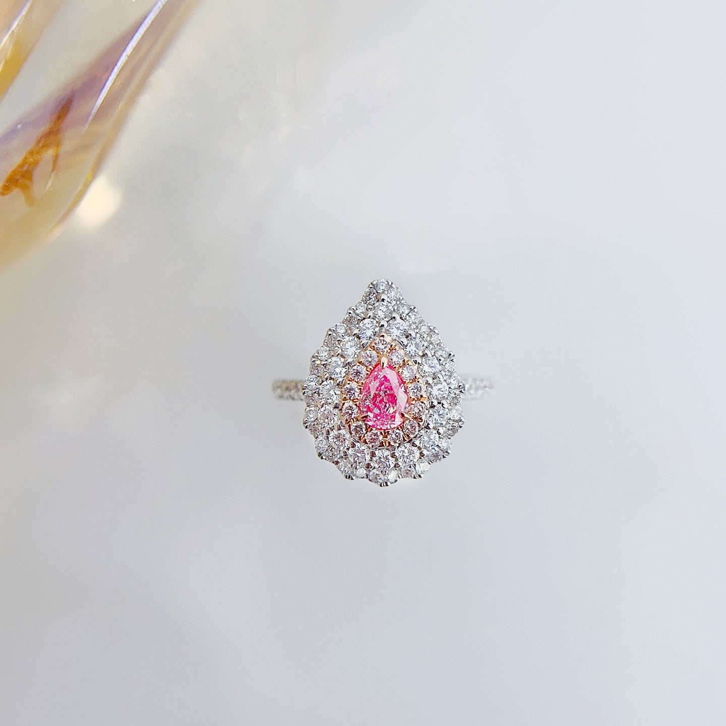 18K Pink Diamond Delicate Drop Pendant with Dual-Wear Design | Premium Jewelry - Pink Diamond Ring