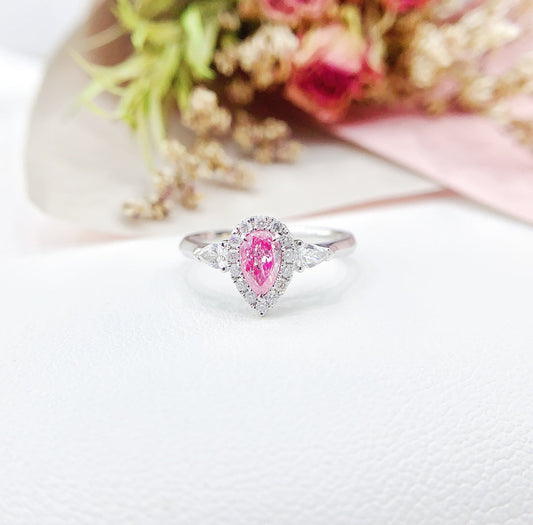 18K Pink Diamond Double Drop Pendant Ring - Exquisite Jewelry - Pink Diamond Ring