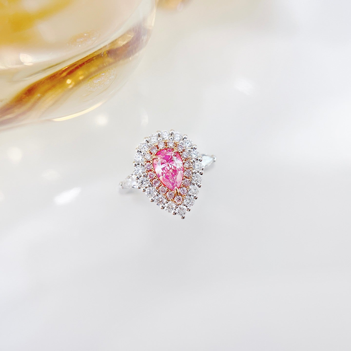 18K Pink Diamond Double-Drop Pendant – Two-Way Wear Jewelry - Pink Diamond Ring