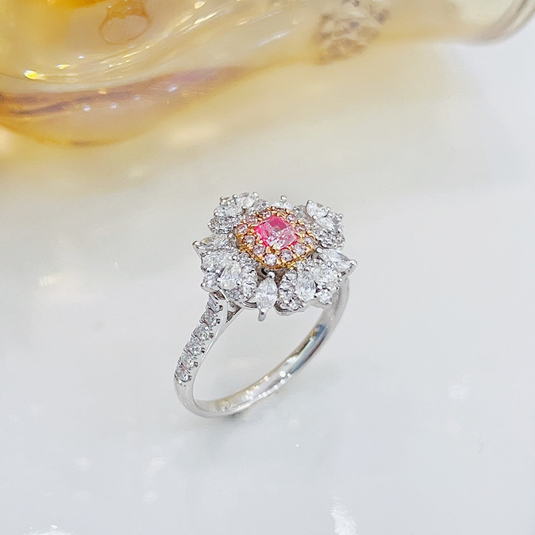 18K Pink Diamond Drop Marquise Two-Way Wear Jewelry - Pink Diamond Ring