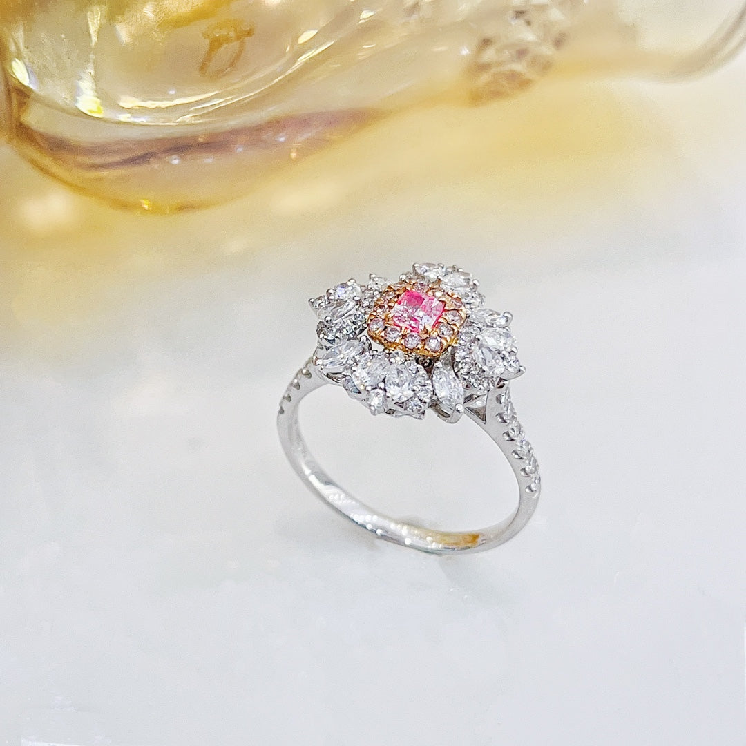 18K Pink Diamond Drop Marquise Two-Way Wear Jewelry - Pink Diamond Ring