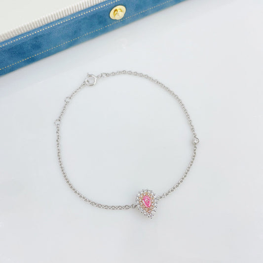 18K Pink Diamond Drop Pendant Bracelet - Luxury Jewelry - Pink Diamond Bracelet