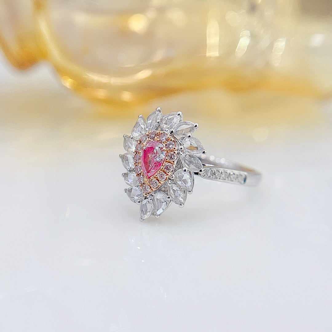 18K Pink Diamond Drop Rose Gold Two-Way Wear Jewelry - Pink Diamond Ring