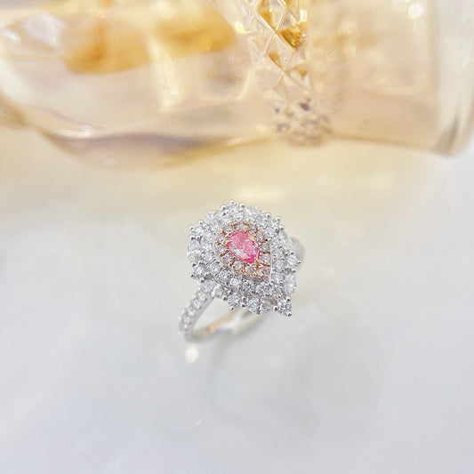 18K Pink Diamond Drop Surrounding Marquise Ring | Luxury Jewelry - Pink Diamond Ring