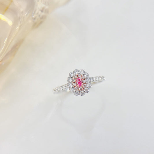 18K Pink Diamond Elliptical Sunflower Ring - Exquisite Jewelry - Pink Diamond Ring