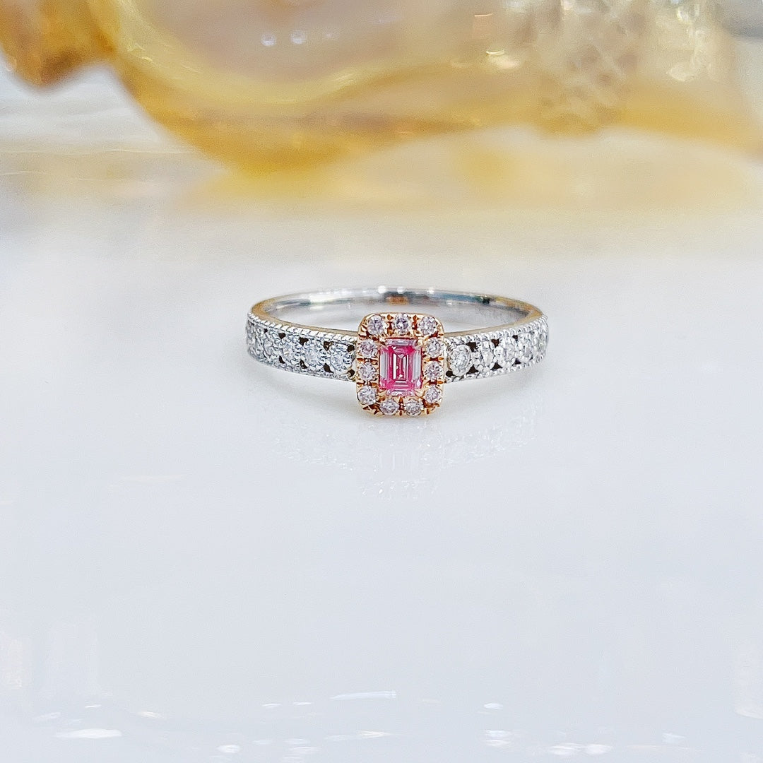 18K Pink Diamond Emerald Lace Ring - Luxurious Jewelry Piece - Pink Diamond Ring