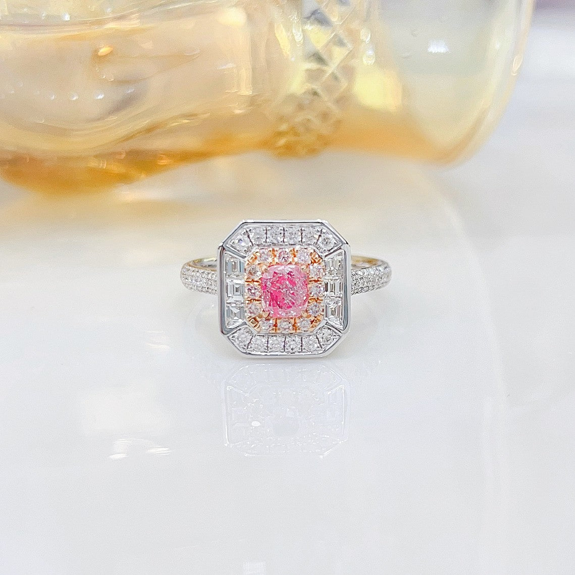 18K Pink Diamond GIA Cushion Cut Two-Way Wear Jewelry - GIA Pink Diamond Ring