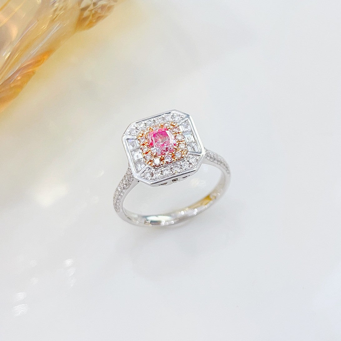 18K Pink Diamond GIA Cushion Cut Two-Way Wear Jewelry - GIA Pink Diamond Ring