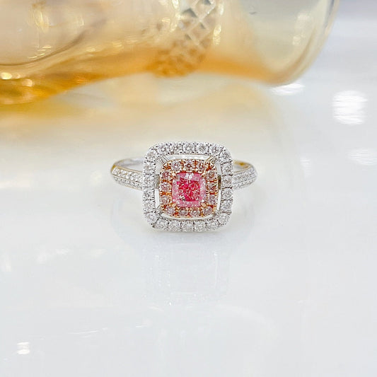 18K Pink Diamond GIA Cushion Hollow Ring - Luxurious Jewelry Piece - GIA Pink Diamond Ring