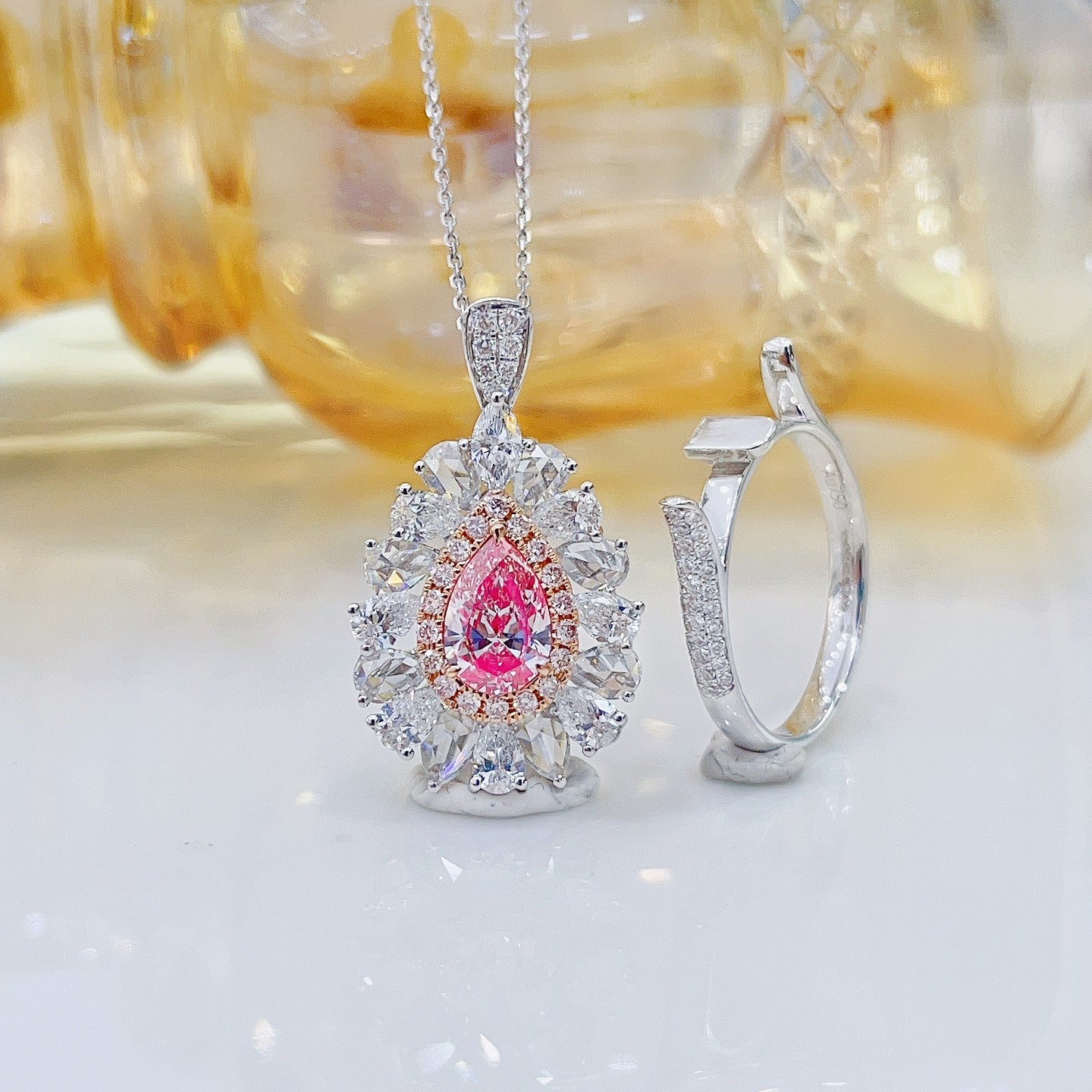 18K Pink Diamond GIA Drop Pendant with Dual-Wear Design | Premium Jewelry - GIA Pink Diamond Ring