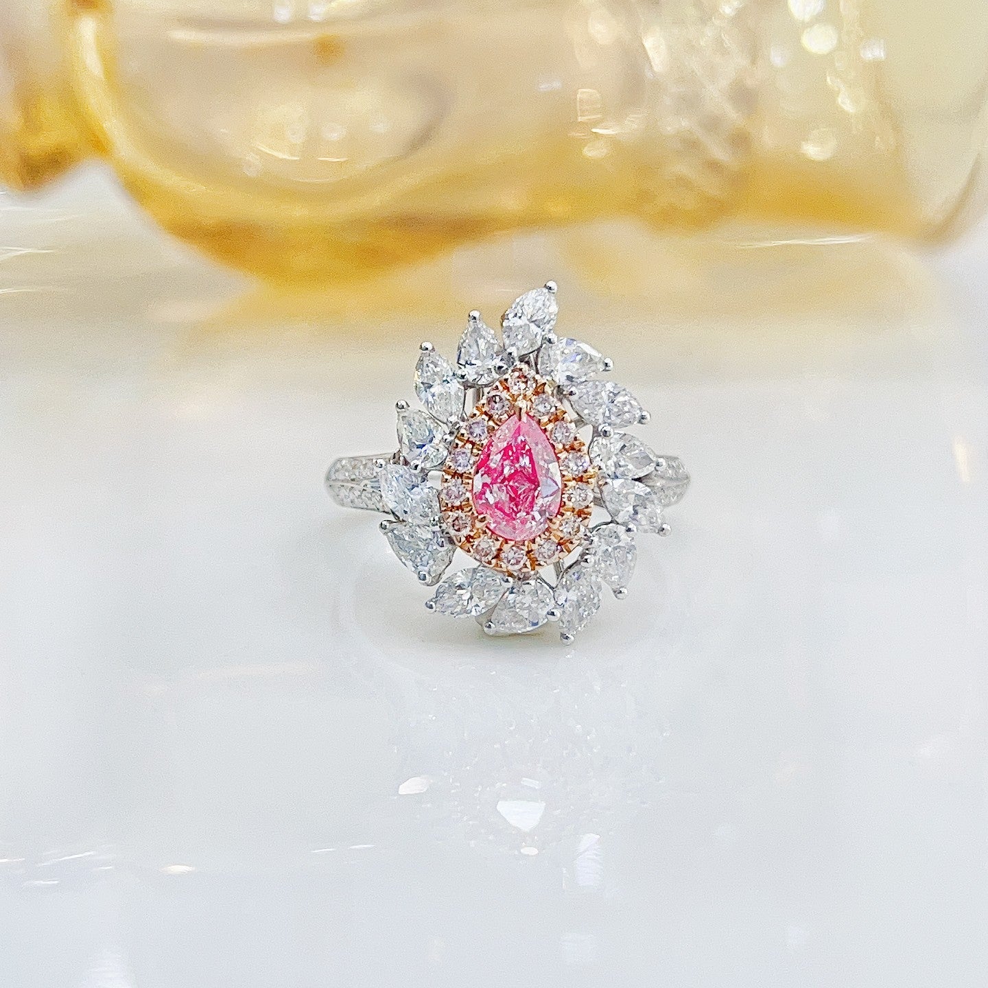 18K Pink Diamond GIA Drop Windmill Two-Way Wear Jewelry - GIA Pink Diamond Ring