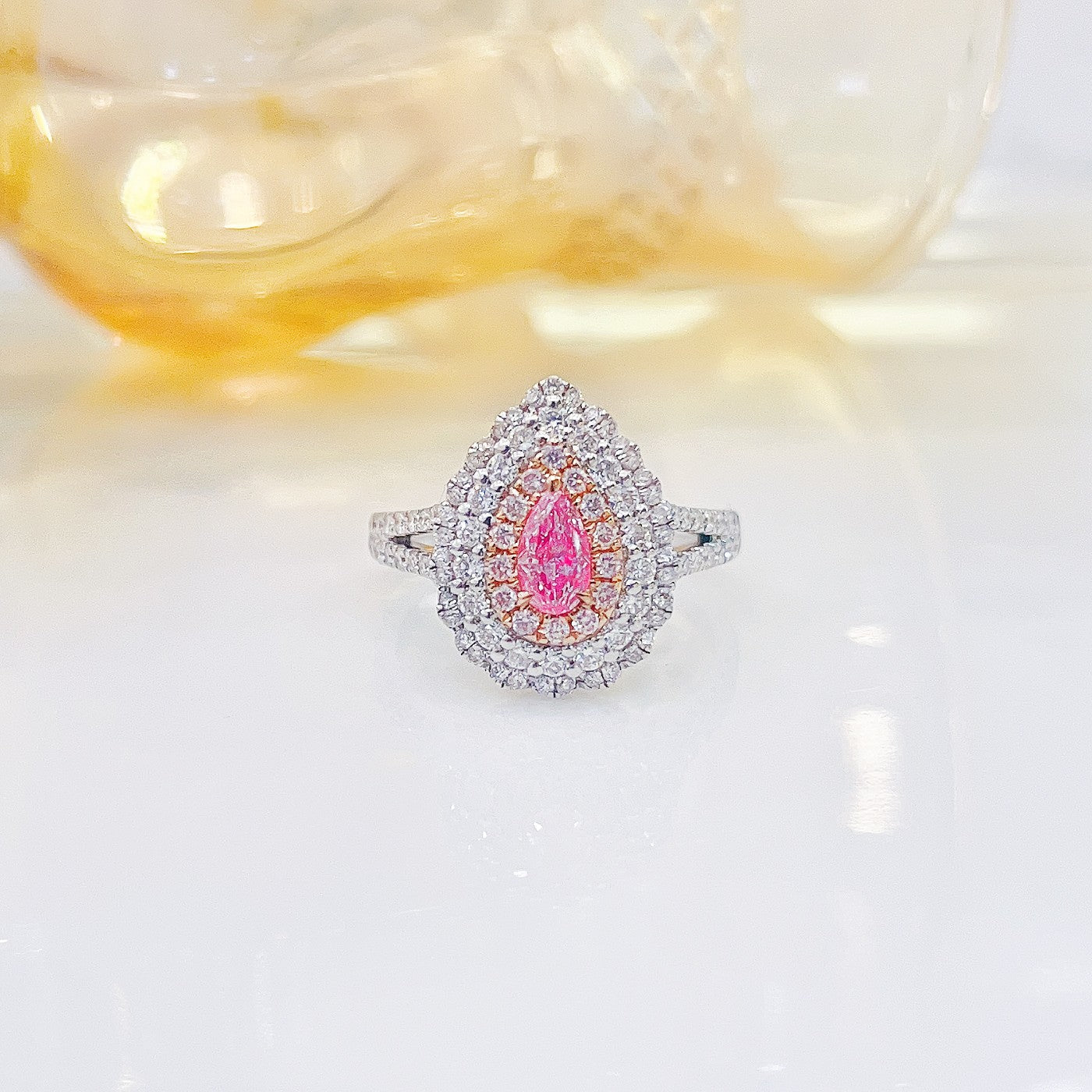 18K Pink Diamond GIA Drop Y-Arm Dual-Wear Jewelry - GIA Pink Diamond Ring