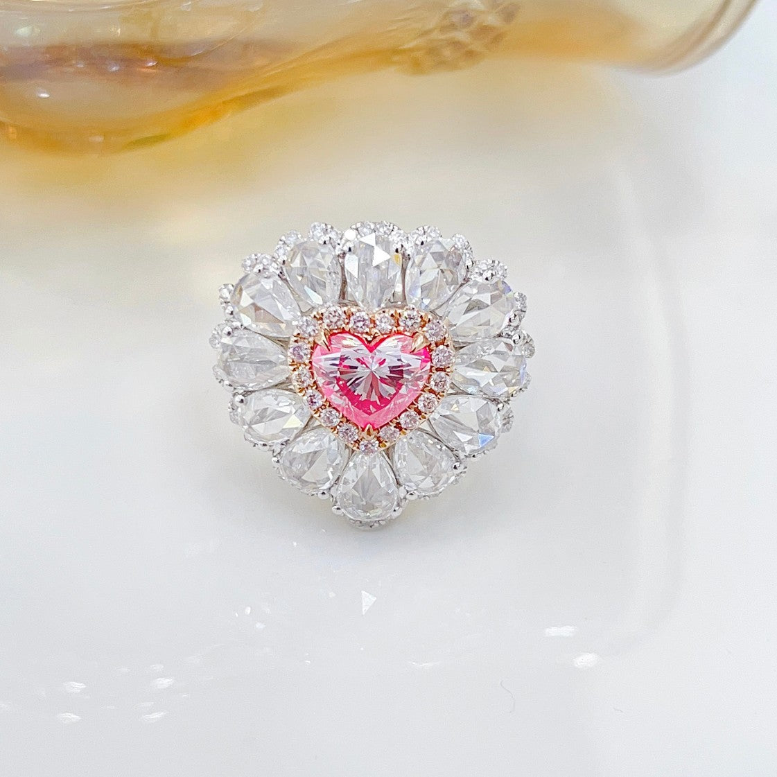 18K Pink Diamond GIA Heart Shape Double-Wear Jewelry - GIA Pink Diamond Ring