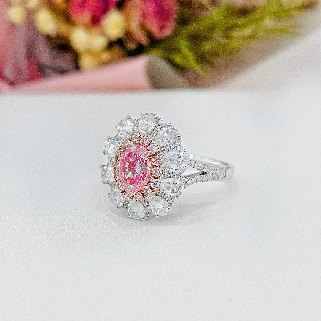 18K Pink Diamond GIA Oval and Teardrop Two-Way Wear Jewelry - GIA Pink Diamond Ring