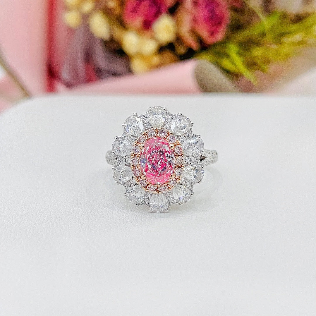 18K Pink Diamond GIA Oval and Teardrop Two-Way Wear Jewelry - GIA Pink Diamond Ring